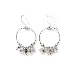 Herkimer Diamond Hoop Earrings, 3.25"