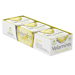 Velamints Fresh Cool Lemon Sugar Free Mints Tin - Fresh Breath Mint Aspartame-Free Sweetened with Stevia, 20 Gram (Pack of 6 Tins)