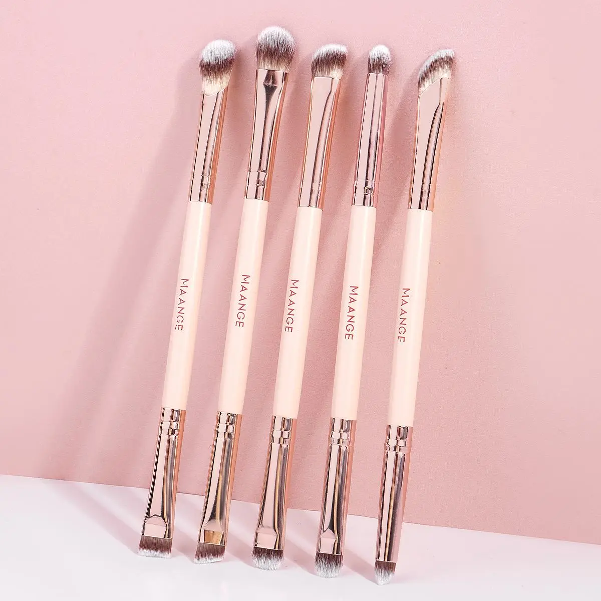 MAANGE 5pcs Professional Dual-Ended Eye Makeup Brush Set, Makeup Brush Tool, Eyeshadow Brush Eyeliner Brush Eyebrow Brush, Precision Cosmetic Brushes for Flawless Eye Makeup, for Beginners and Professionals, At Home Or On-The-Go
