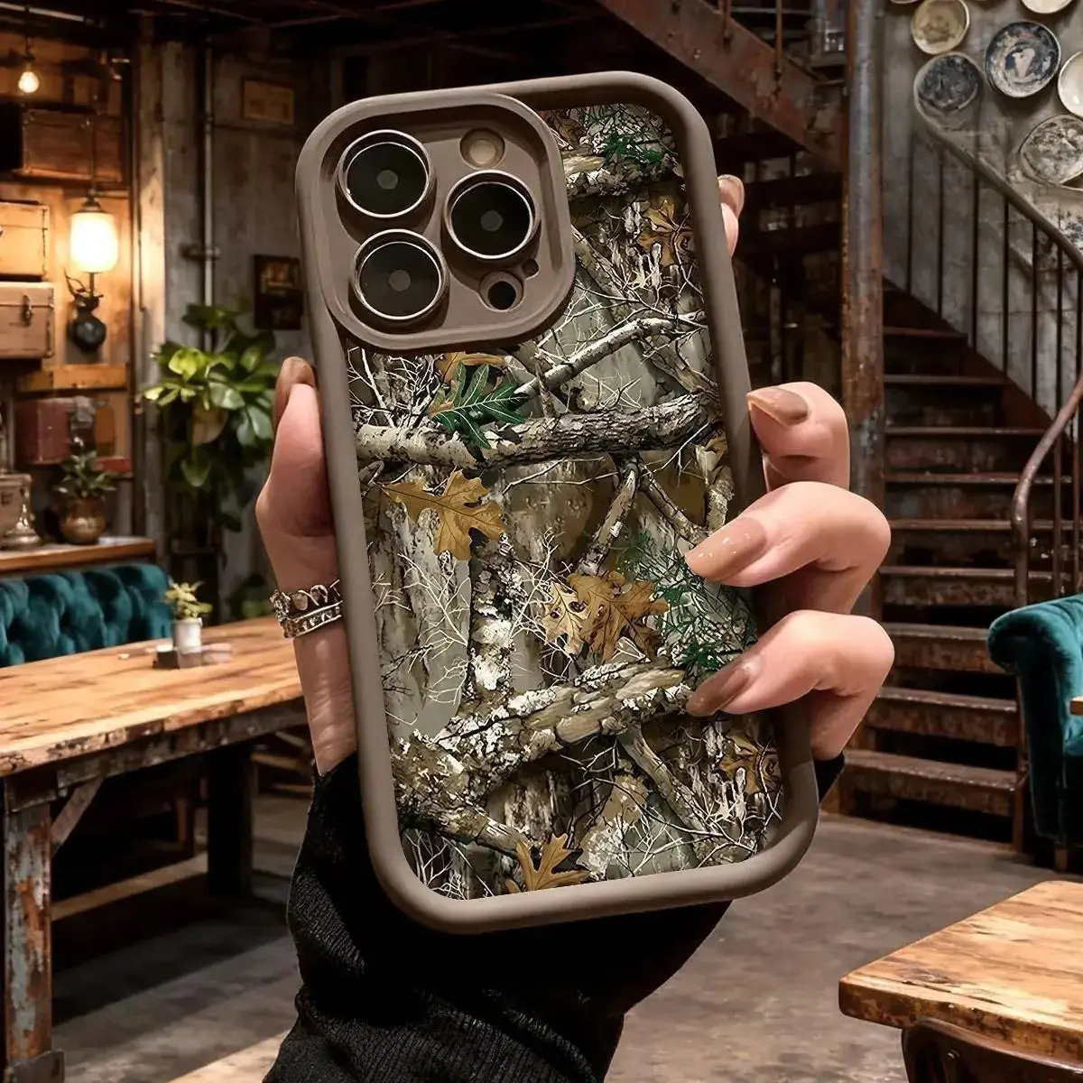 Slim Fit Cool Woodland Camouflage Aesthetic Phone Case - Anti-Drop, Shockproof, Durable TPU Cover for iPhone Series (11-18 Pro, ProMax, Plus, Air) & Samsung S22-S25 (Plus, Ultra, FE)
