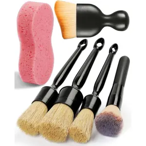 Cybertron Tools  6PCS Car Detailing Brush Set, Ultra Soft Boars Hair Detail Brushes, Automotive Cleaning Brush Kit for Wheels, Air Vent, Leather Seats, Vehicles Auto Exterior Interior Detailing Brushes Tool