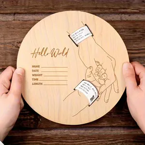 New Wooden Baby Birth Bracelet Card, Wooden Plaque for Newborn Bracelet Display, Wooden Logo Tag Decor, Home Decoration