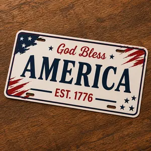 American Patriotic Decorative License Plate | God Bless America Design