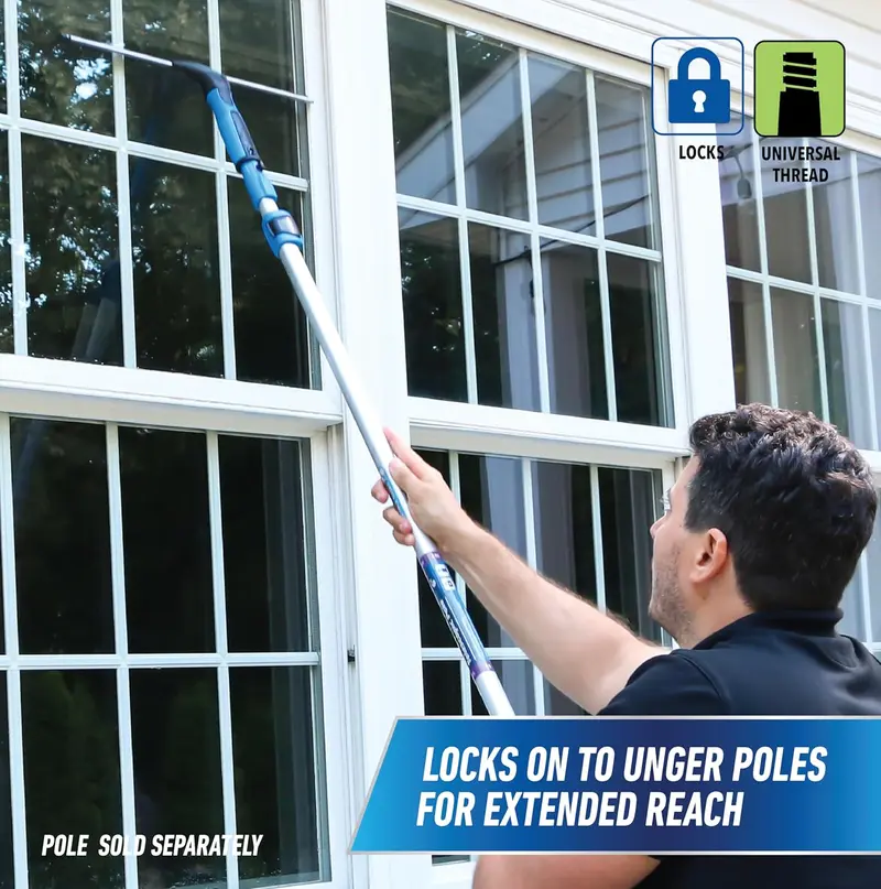 Unger Professional Connect and Clean 18” EZ Change Window Squeegee with Rubber Blade for Streak-Free Results & 12” Channel for Efficient Cleaning