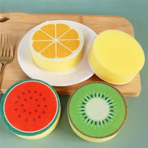 Dishwashing sponge, fruit-printed sponge, scouring pad, kitchen dishwashing cloth, decontamination, dishwashing sponge, scrubbing dishcloths Orange
