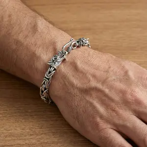 Retro charm bracelet for men,hip-hop dragon bracelet men's jewelry personality hip-hop punk high-end design bracelet,unisex wristband,gifts for boyfriend,Father's Day gift ideas,gift for 2026 trendy style bangle