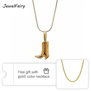Cowboy Boot Pendant Necklace vintage Jewelry Stainless Steel Chain 3D Jewelry Gift Snake Chain