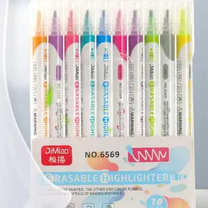 Dual Tip Disappearing Highlighters, 10 Colors Aesthetic Markers, Cute Journal Pens for Students, Perfect for Note Taking