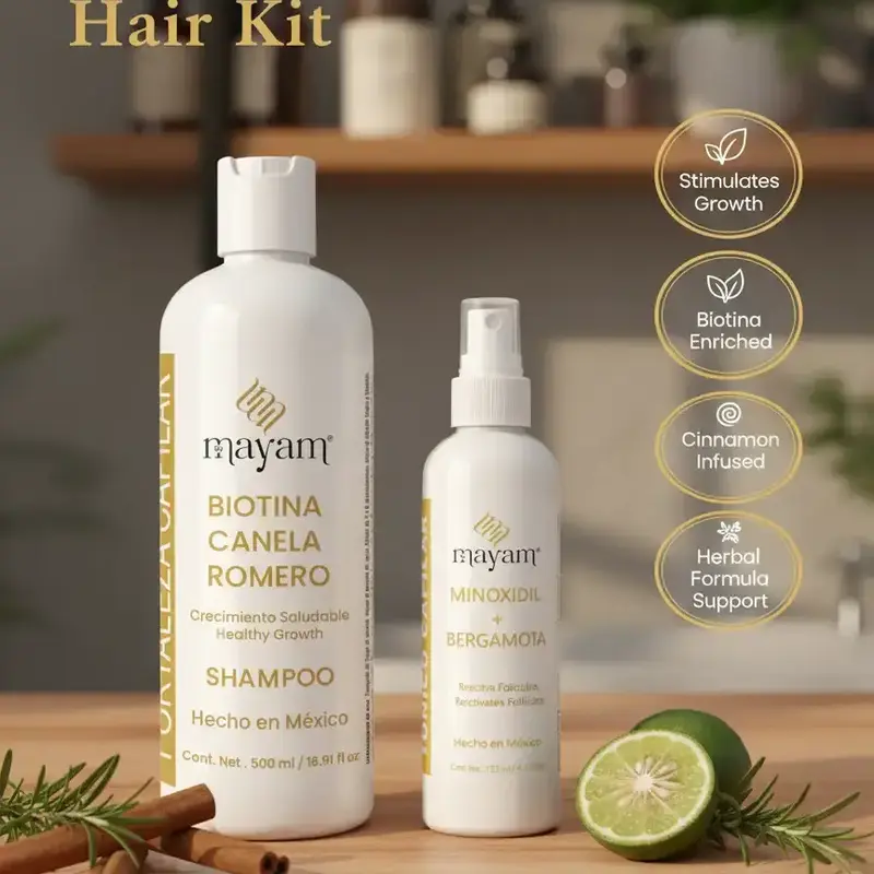 Glow & Grow Hair kit - Biotina Canela Romero 1 Shampoo & 1 hair tonic to help stimulate hair growth Cleansing