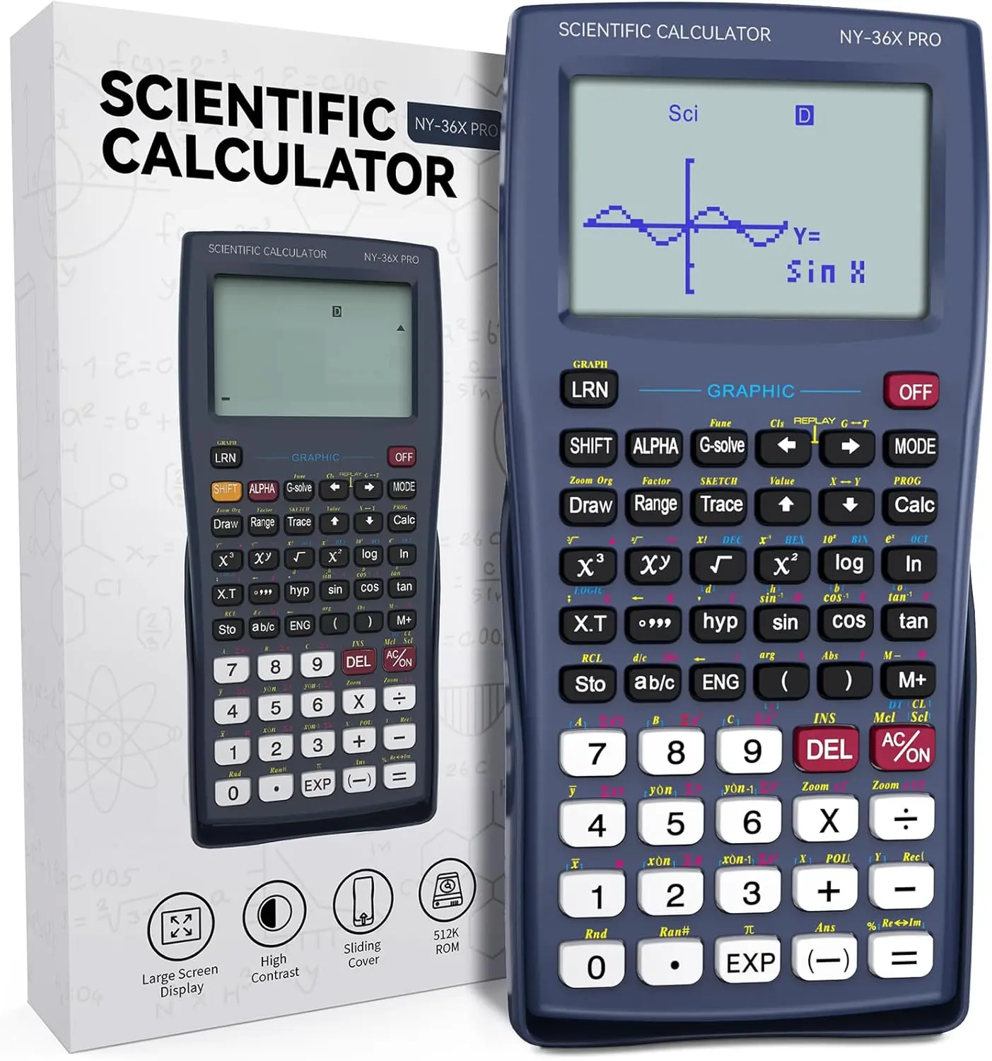 【Back To School】NEWYES Graphing Scientific Calculators, 36X Pro Office Calculators for High School with 360 Functions Financial Calculator Desktop, 3-in 14 Digit Display Office Supplies for Student Teacher Engineer （Blue）