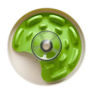 PetDreamHouse SPIN Mental Enrichment Dog Bowl - Green Tricky Level, Puzzle Design Interactive Food Dispensing Toy for Mental Stimulation