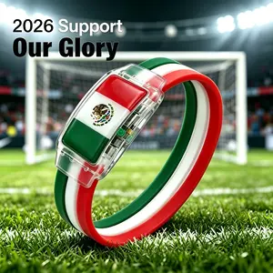 2026 Mexico（MEX） Football Supporter LED Glowing Flag Silicone Wristbands, Luminous Fan Bracelets for Match Viewing Parties, Sports Team Pride Accessory