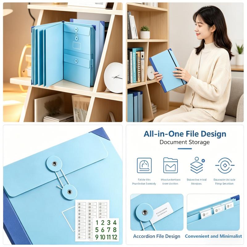 Ultimate Edition Accordion File Organizer Manila Pocket Document Folder for Passports, Birth Certificates & Important Papers, Office & Home Storage
