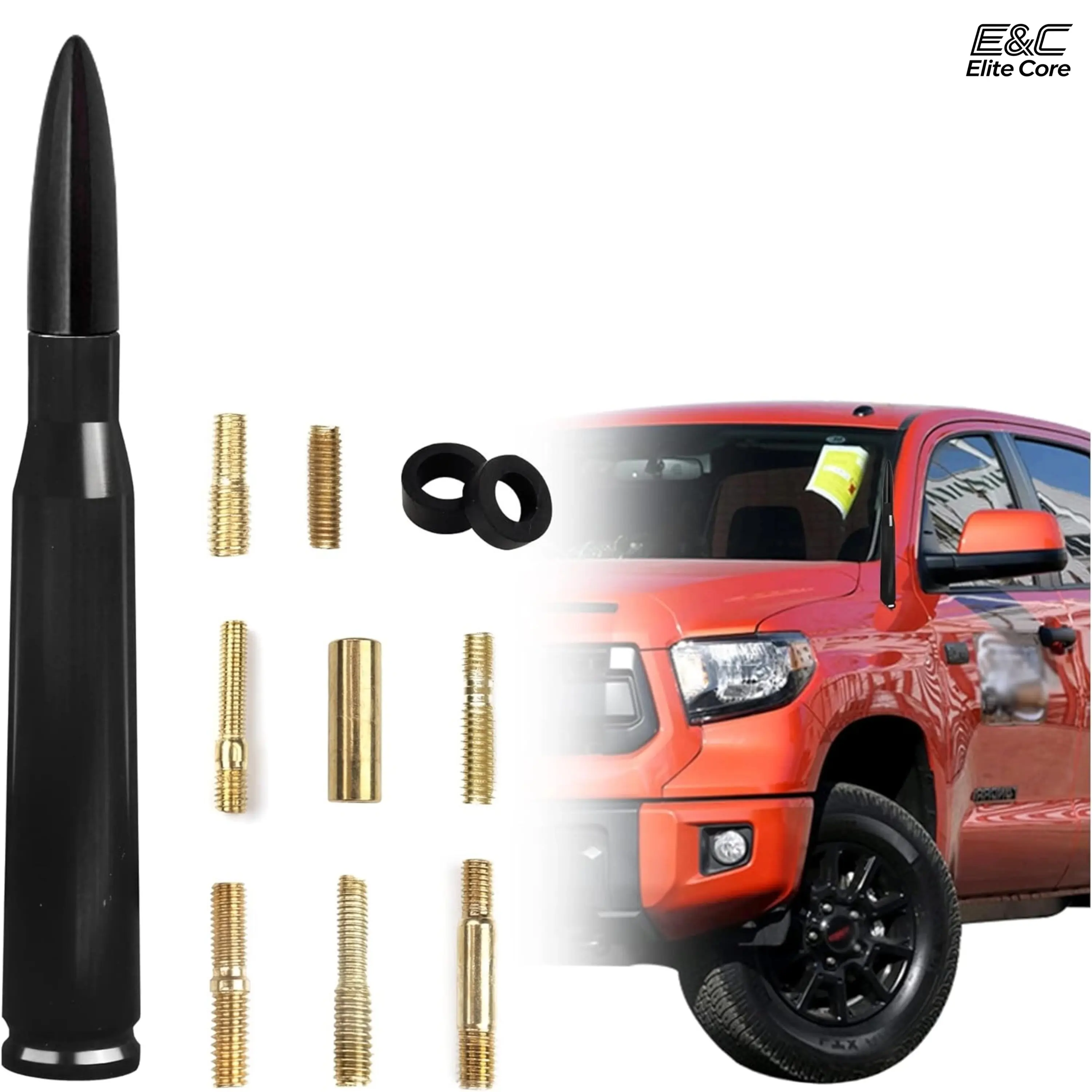 Metal Rust-Resistant Antenna Topper - Compatible with Ford F150 F250 F350, RAM 1500 2500 3500 Heavy Duty Pickup Trucks - Vehicle Mounting Car Replacement Antenna, Black Truck Exterior Accessory