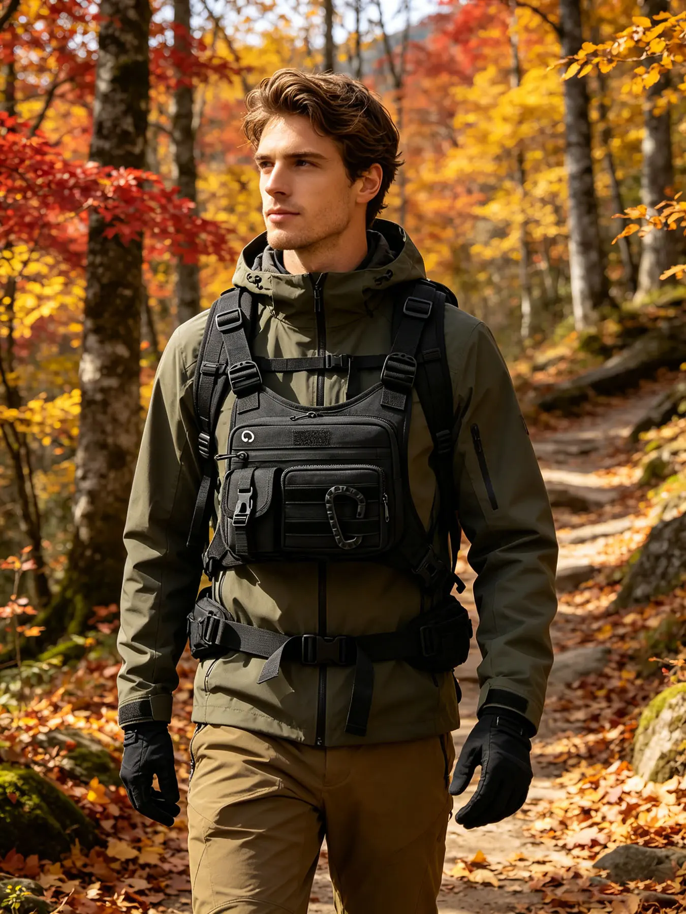 Multi-Functional Outdoor Chest Bag, Men's Running Vest Sling Pack with Quick Access Compartments, Adjustable Shoulder Straps for Hiking, Cycling & Sports