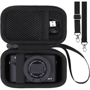 Camera Case for  PowerShot SX740 HS,G7 X Mark II,G7X Mark III,Camera Protective Bag for  PowerShot 4K Vlogging Cameras with Mesh Pocket for PowerShot Camera Accessories(Black)