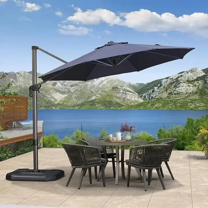 PURPLE LEAF Affordable Round Umbrella 10 ft Patio Cantilever Umbrellas for Pool, Garden, Porch, Deck