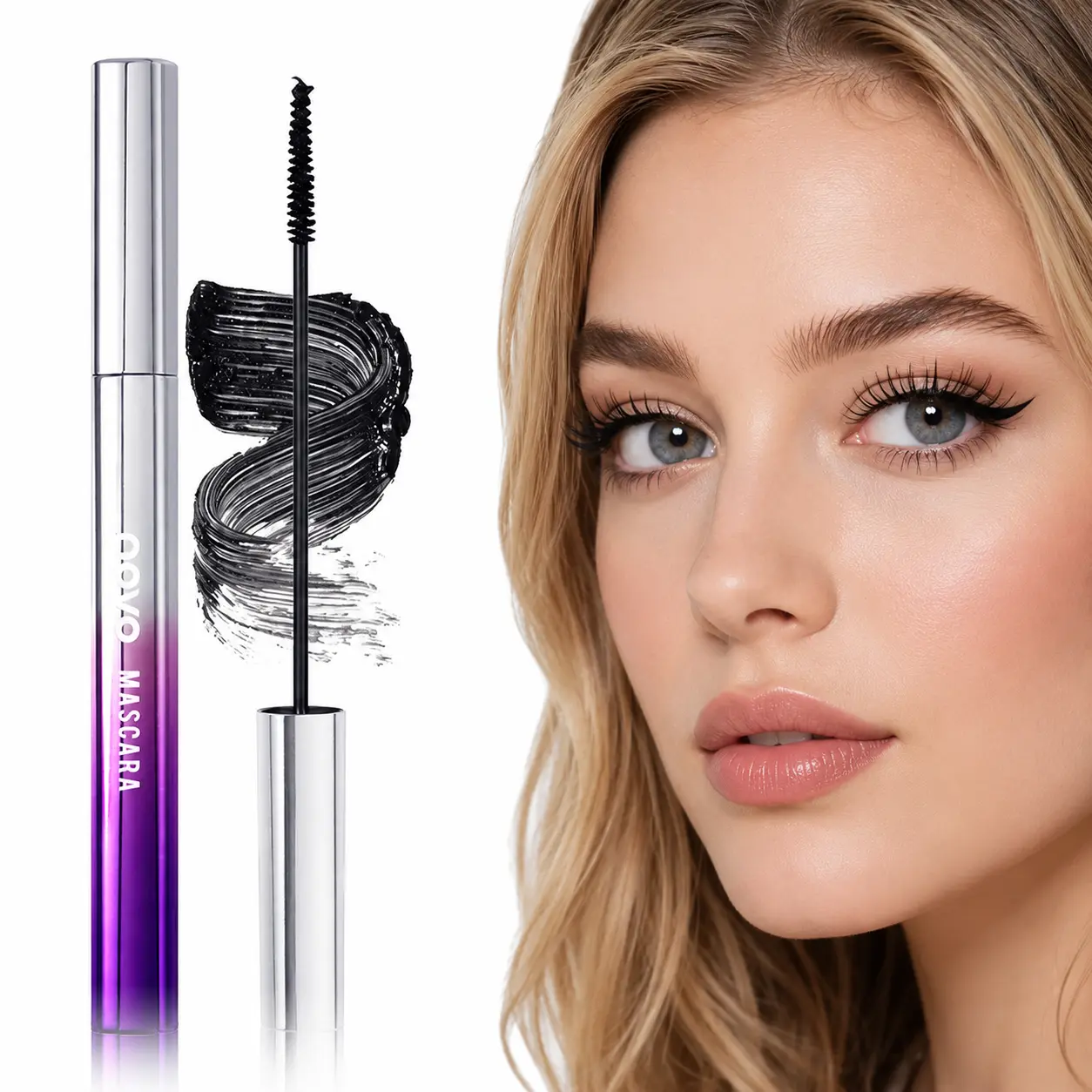 NOVO Waterproof Mascara Lash Primer, Natural Smudge-Proof Long Lasting Styling, Ultra Small Brush For Lengthening Curling Volumizing Lashes