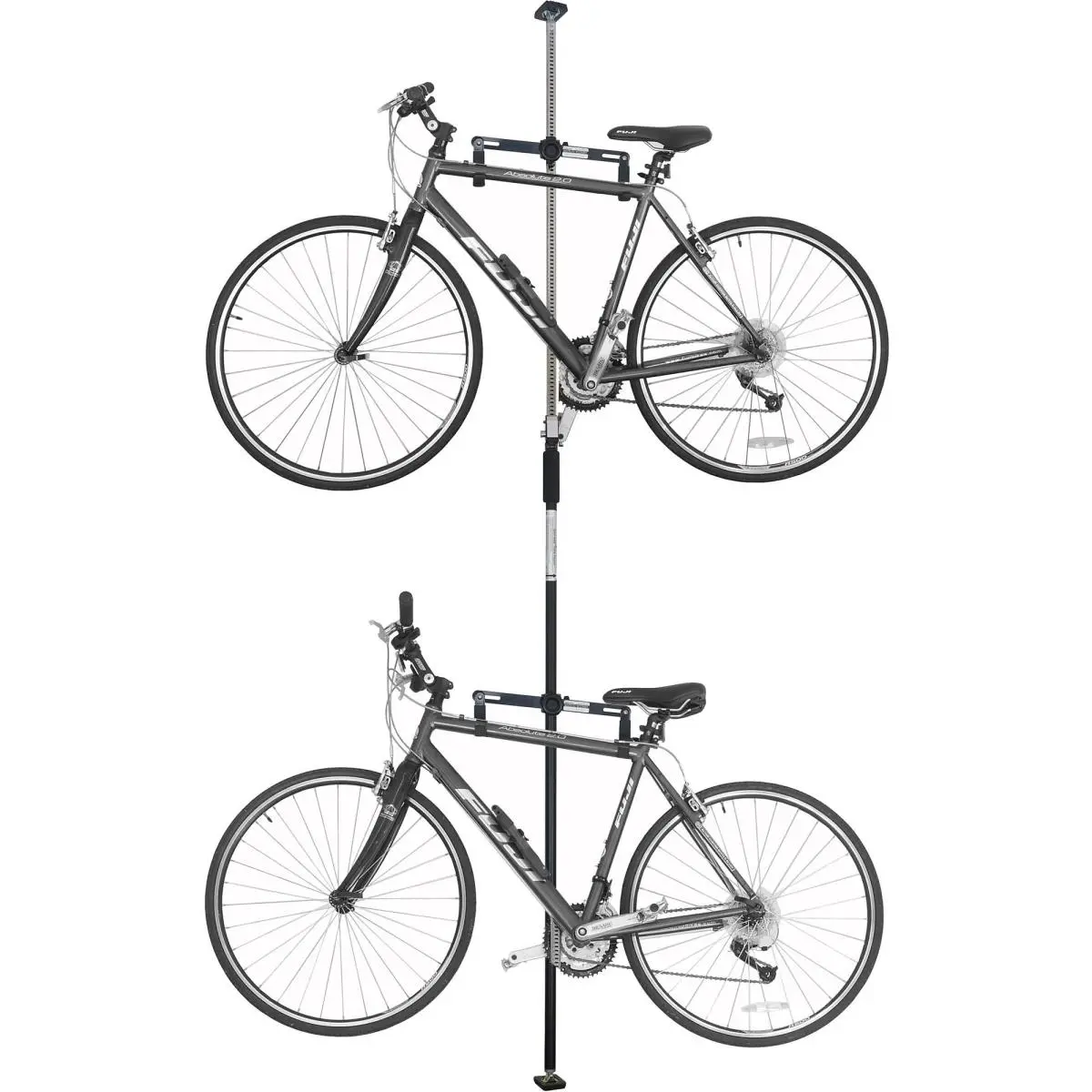 Floor-to-Ceiling Bike Rack, Vertical Tension Ceiling Mount for 2 Bikes with Adjustable Arms, No-Drill Indoor Storage for Garage and Apartment, No Hardware Required, Fixed Gear, Residential Fixed Gear, 10 Lbs, Mountain Bikes