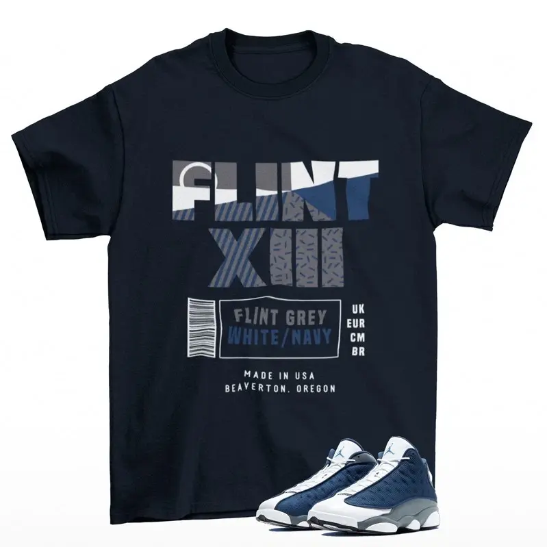 Box Label Sneaker Shirt Blue to Match AJ13 Flint