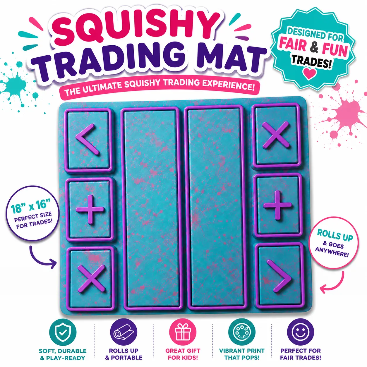 Fidget Board Squishy Toy Accessory - 18"x16" Squishy Trading Mat for Non-Sports Trading Card Collectibles