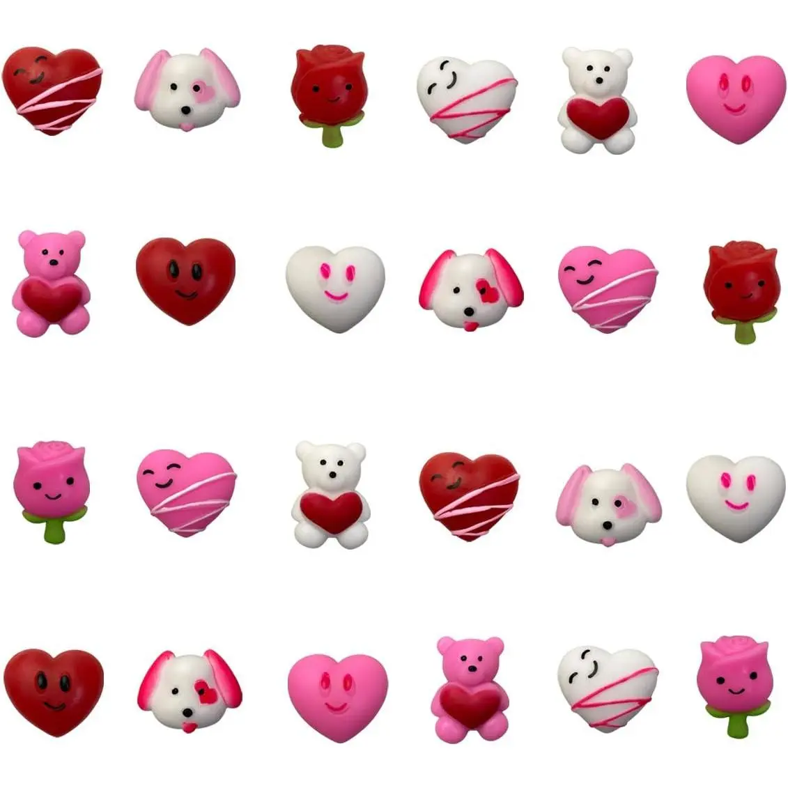 24 PCS Heart Mochi Squishy Toys - Kids' Valentine's Day School Classroom Gifts, Prizes, Party Favors with Cards, Valentines
