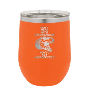 Personalized Daddysaurus Wine Cup - Orange