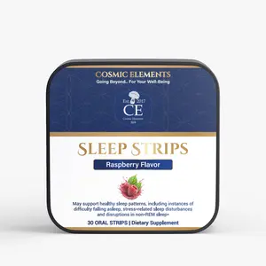 Cosmic Elements Sleep Strips Raspberry Flavor 30 Oral Strips for Healthy Sleep Patterns & Stress Relief Non-Addictive Sleeping Aid with Valerian & Melatonin - Healthcare Supplement