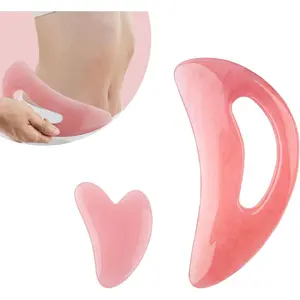 Body Gua Sha Tool Cellulite Guasha Tool for Body Large Body Massage Tools (Natural Resin) Lymphatic Drainage Tool Guasha Tool for Face,Back, Legs, Women's Body Shaping Tools (Pink)