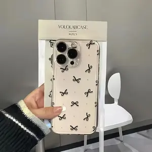 Transparent Photo Frame Bow Phone Case for iPhone 16 Pro Max/16 Pro/15/14 Pro Max/XR, Shockproof Air Cushion Cover, Protective Shell, Casing