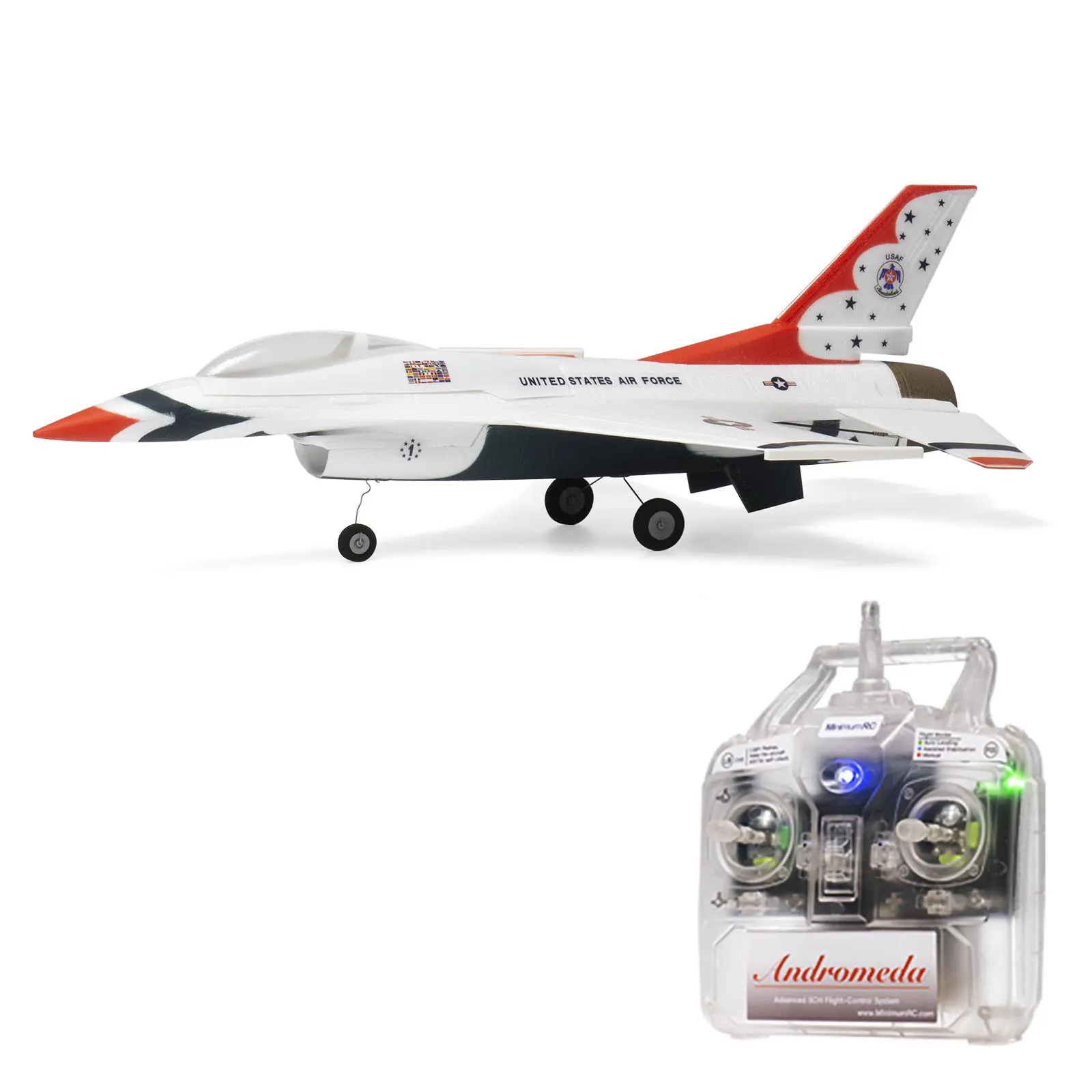 F-16 Thunderbird 30mm EDF RC Jet Aeroplanes RTF, Brushless Power System, Built-In Gyro, Active Leveling, Assisted Stabilization & Manual Modes, Durable EPS Foam, 57g Lightweight, Realistic Livery, Easy Assembly, Functional Controls