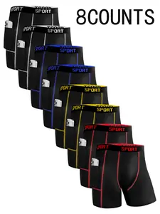 8 pcs long men's slim fit underwear - lightweight, breathable, comfortable and durable, elastic waistband, men's sports underwear with contour pockets, suitable for daily fitness and running, Four Seasons casual underwear, suitable for daily home wear.