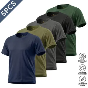 Men’s 5-Pack Summer Ice Silk Short-Sleeve Quick-Dry Running/Marathon T-Shirts — Lightweight New Sports Tops for Fitness