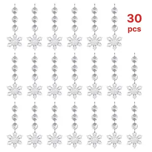 30 Pcs Snowflake Hanging Plastic Crystal Ornaments, Christmas Tree Decor, Home Garden Outdoor Decoration, Elegant Holiday Atmosphere