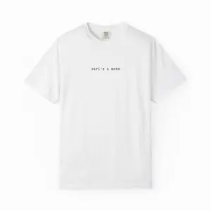 carl's a mess T-shirt, minimalist text tee, Embroidered Red Script Tee, 100% Cotton