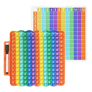 Multiplication Flashcards with Pen Slot, Pop Fidget Multiplication Table, Skill Building，Math Educational Toy for Kids Ages 3-6, Unisex Silicone Number Cards