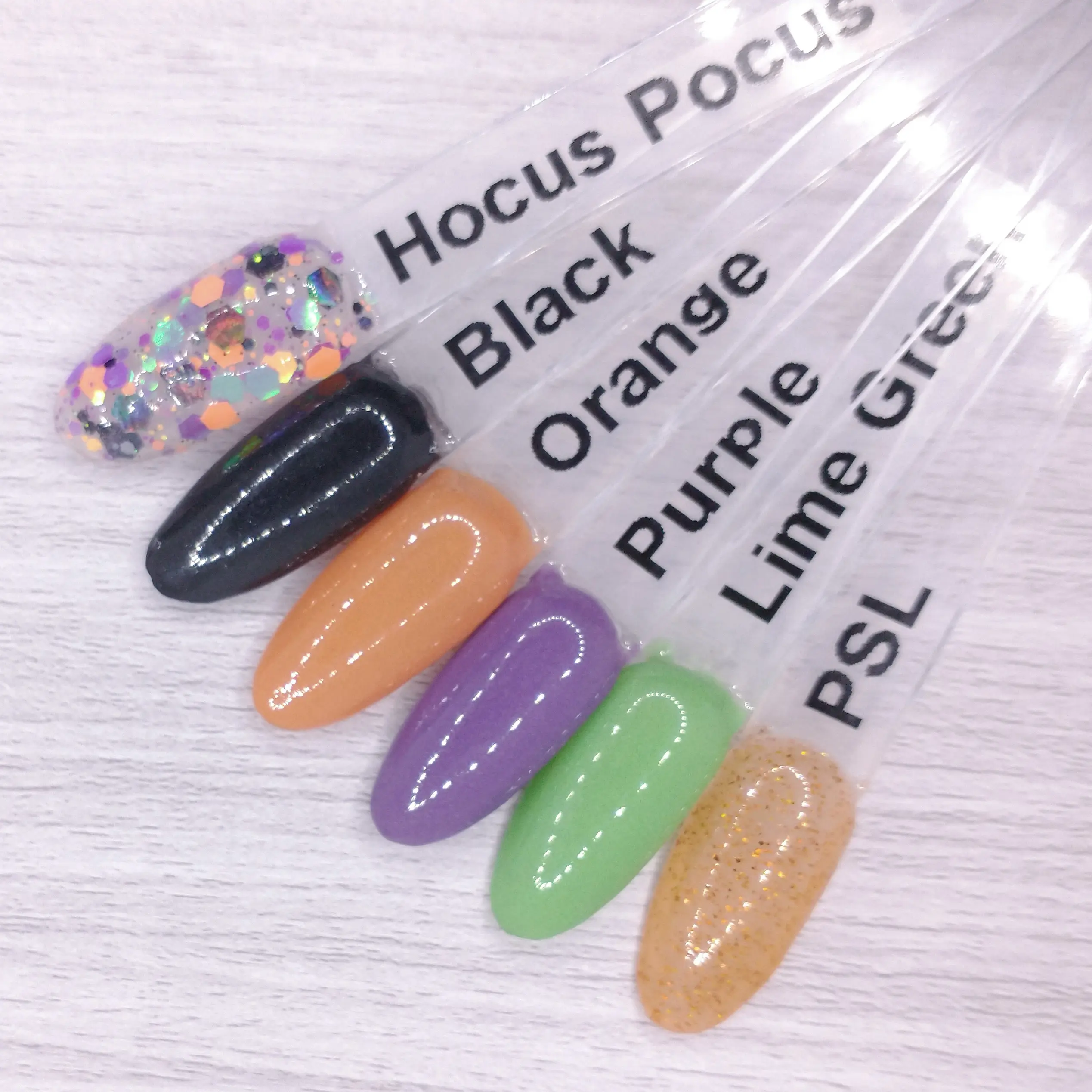 Halloween '23 Collection - Glitter & Shimmer Nail Dip Powder Set - Hocus Pocus, PSL, Black, Orange, Purple & Lime Green - FREE SHIPPING - Chunky Nail Art Iridescent Manicure Nail Polish