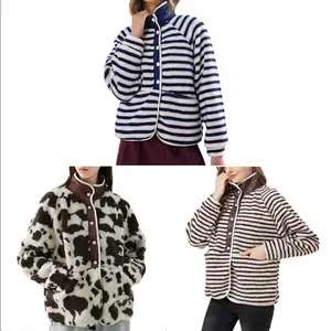 Women's Casual Sherpa Button Down Winter Jacket with Pockets, Long Sleeve, and Warm Coats, Comfortable Fit, Luxury Clothing