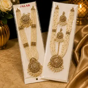 Women's Elegant Matching Stone Work & Beaded Mala Jewelry Set
