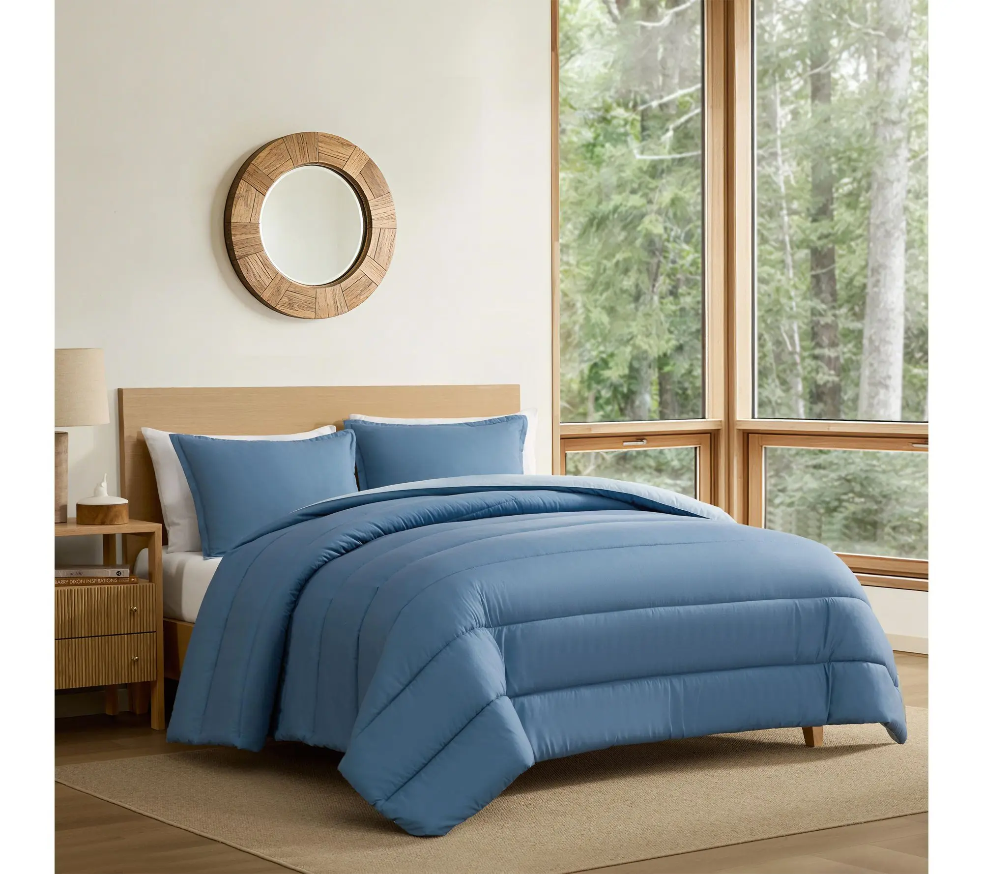 Eddie Bauer Connor Solid Reversible Blue TW/TWXL Comforter Set