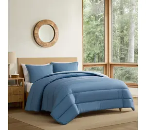 Eddie Bauer Connor Solid Reversiblet Blue King Comforter Set