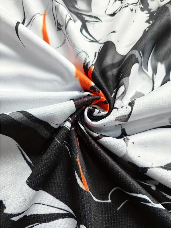 Japanese Anime Men's Football Jersey with Calligraphy Samurai Pattern, Comfortable Sporty Top, Sweat-Absorbing Soft Knit Fabric Japanese Anime Men's Football Jersey with Calligraphy Samurai Pattern, Comfortable Sporty Top, Sweat-Absorbing Soft Knit Fabric