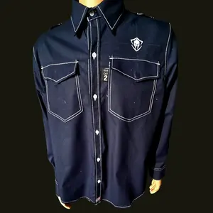 Sentinel Safety Navy FlameGuard Flex 5.6oz Modacrylic FR Button-Up Shirt (Cat 2 )
