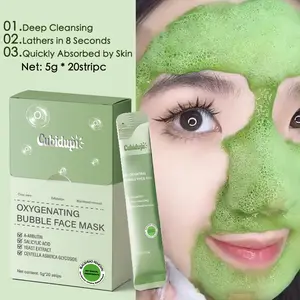 Cubidupi Triple Acid Double Herb Bubble Clay Mask - 3 Acids (Salicylic Acid + Lactobionic Acid + Mandelic Acid) & 2 Herbs (Centella Asiatica + Asiaticoside) Deep Cleansing, Oil Control & Pore Soothing | Bubble Clay Wash-Off Mask | 5g x 20 packs