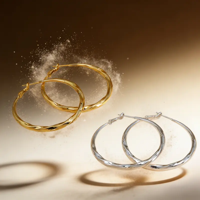AELNEN Dual-Tone Twisted Hoop Earrings Set - Gold & Silver Tone Bold Statement Hoops - Sleek Everyday Chic Jewelry