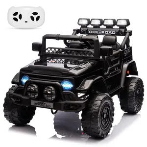 GARVEE 12V Ride-On Truck Car for Ages 4-8 with Remote Control, 5MPH Max Speed, Steering Wheel, Accelerator Pedal, Treaded Tires, Music and Story Features in Black
