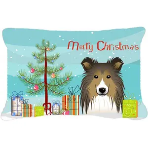 Carolines Treasures  Christmas Tree & Sheltie Fabric Decorative Pillow