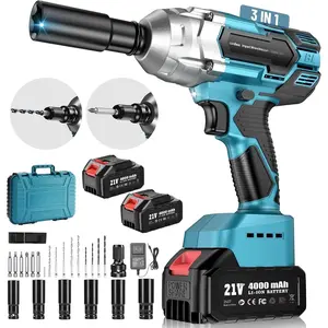 Cordless  Wrench 1/2 inch, High Torque 479 Ft-lbs(650Nm) Brushless  ,2500RPM w/2x4.0 , 6 Sockets,8 Drill Bits, High Torque Power  Driver for  ,WH700