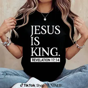 Jesus Is My King Unisex Christian Cotton Faith T-Shirt Casual Top