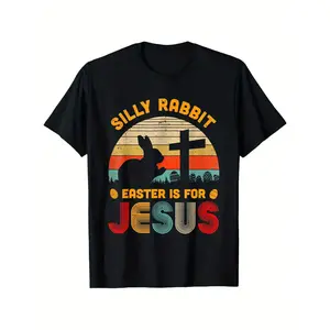 100% pure cotton Funny Silly Rabbit Easter Is For Jesus Christian Religious T-Shirt